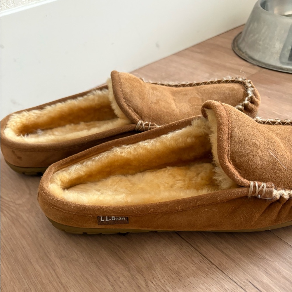 NIB LL Bean Men's 11M Wicked Good Scuff III Slipper Lambs Fur Shearling Suede